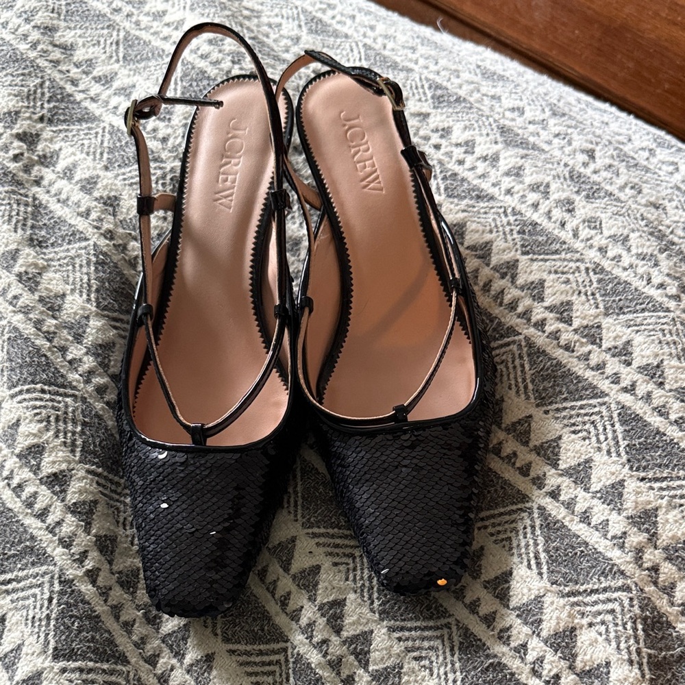 J. Crew Black Textured Heels